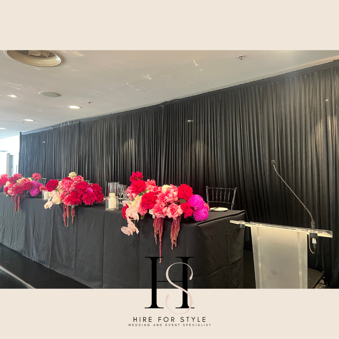 Black Event and Bridal Backdrop HIRE