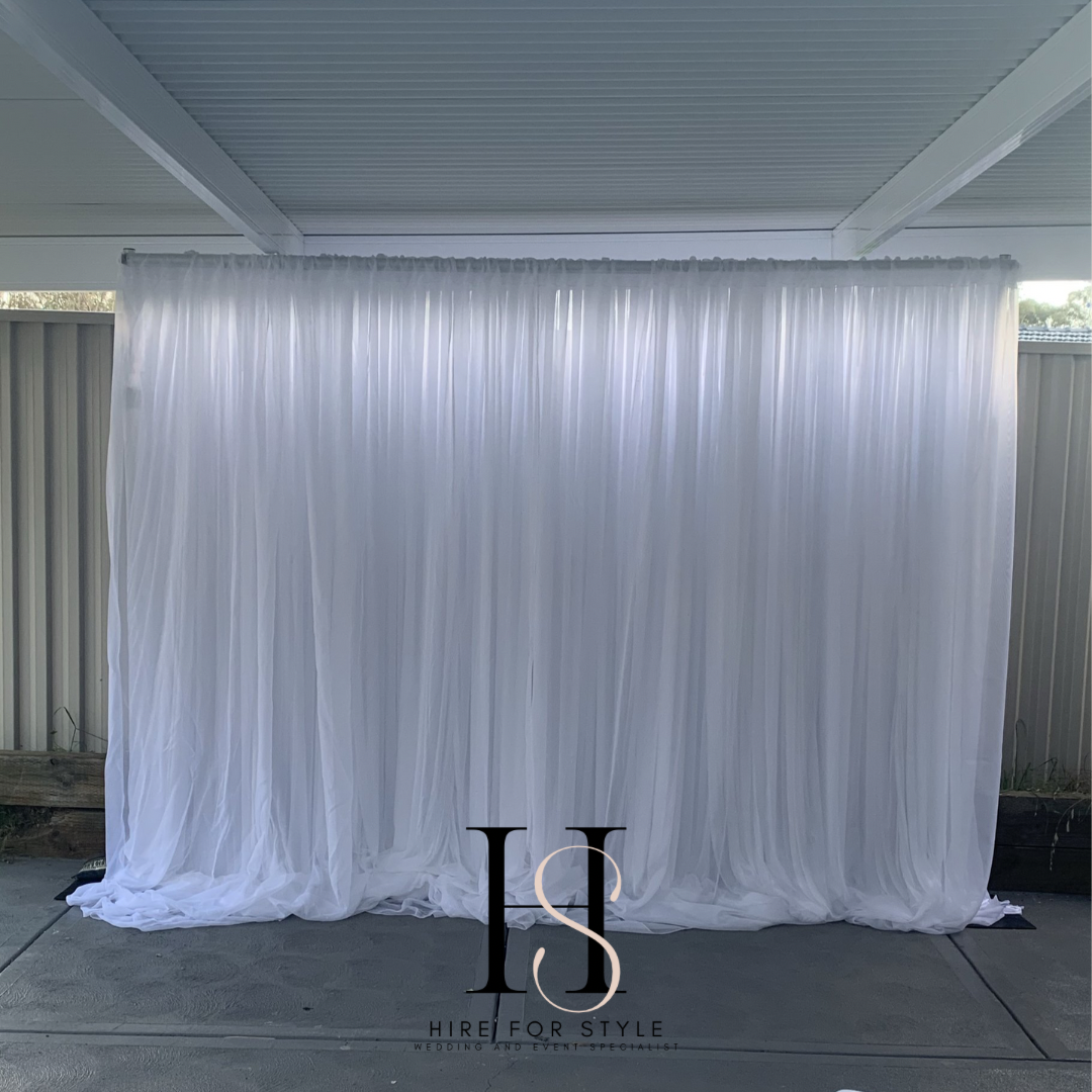 White Sheer Freestanding Event Backdrop HIRE