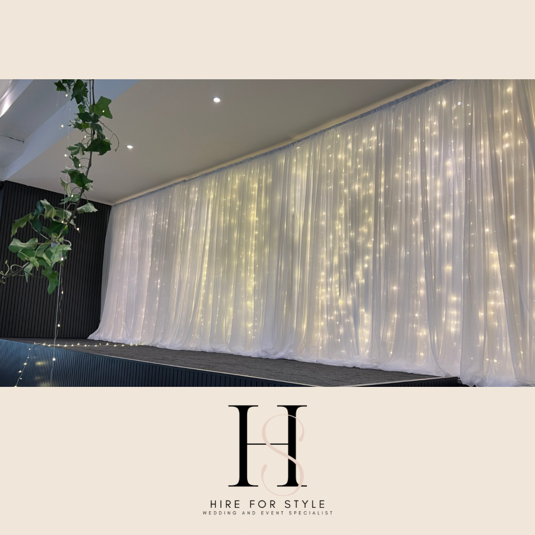 White Sheer Freestanding Event Backdrop HIRE