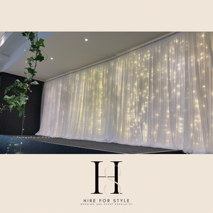 White Sheer Freestanding Event Backdrop HIRE