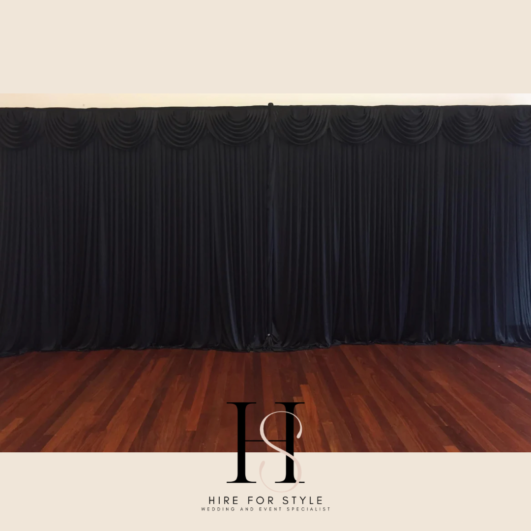 Black Satin Backdrop 3x6m Wide HIRE & INSTALL