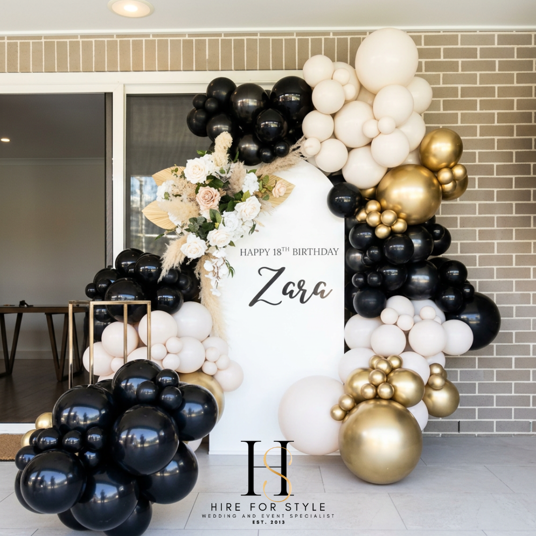 Arch or Rectangle Backdrop with Balloon Garland