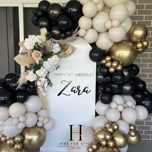 Arch or Rectangle Backdrop with Balloon Garland