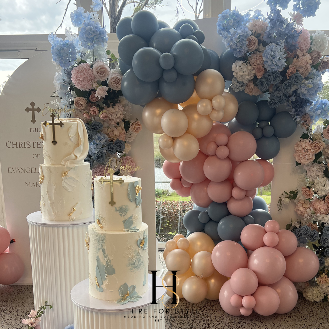 Grand Balloon and Floral Display with 3 Backdrops