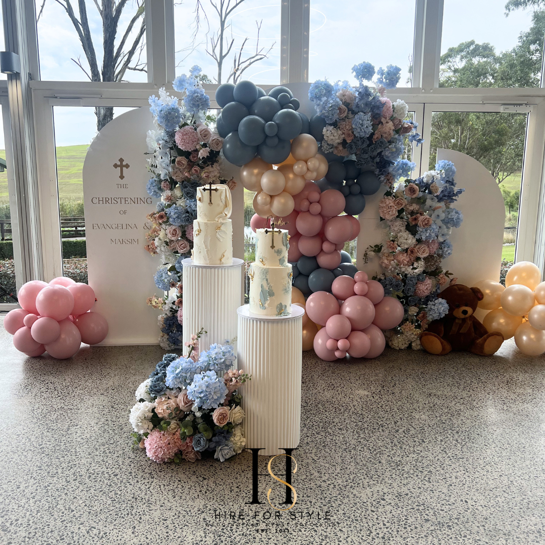 Grand Balloon and Floral Display with 3 Backdrops