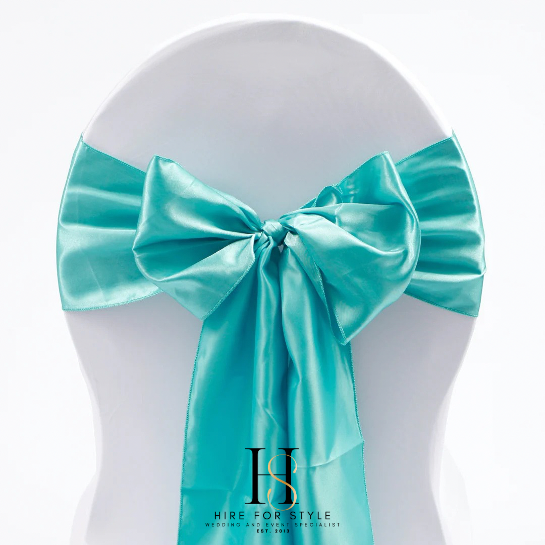 Turquoise Satin Chair Sash