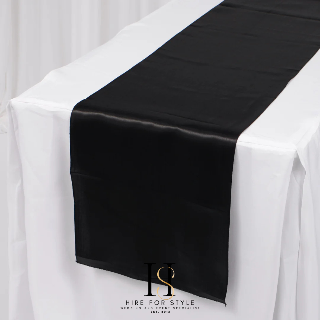 Black Satin Table Runner HIRE