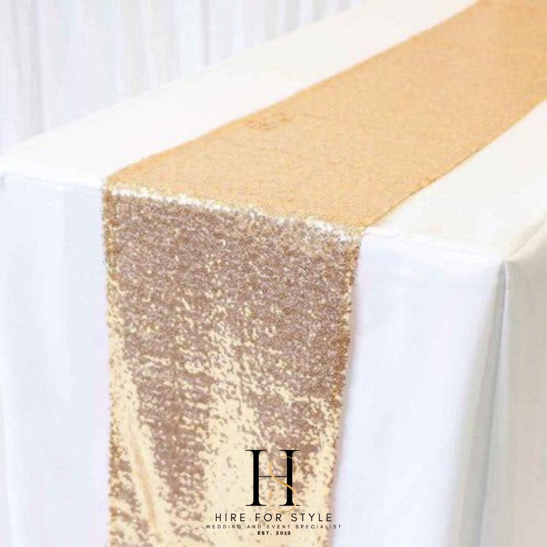 Antique Gold Sequin Table Runner HIRE
