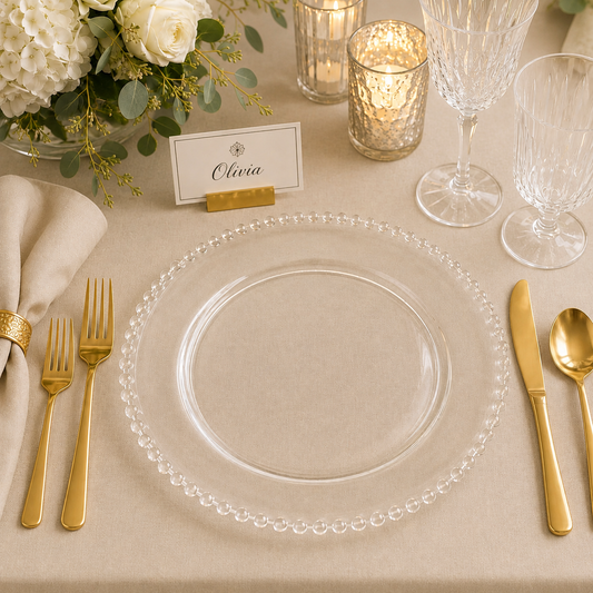 Clear Beaded Charger Plate Hire