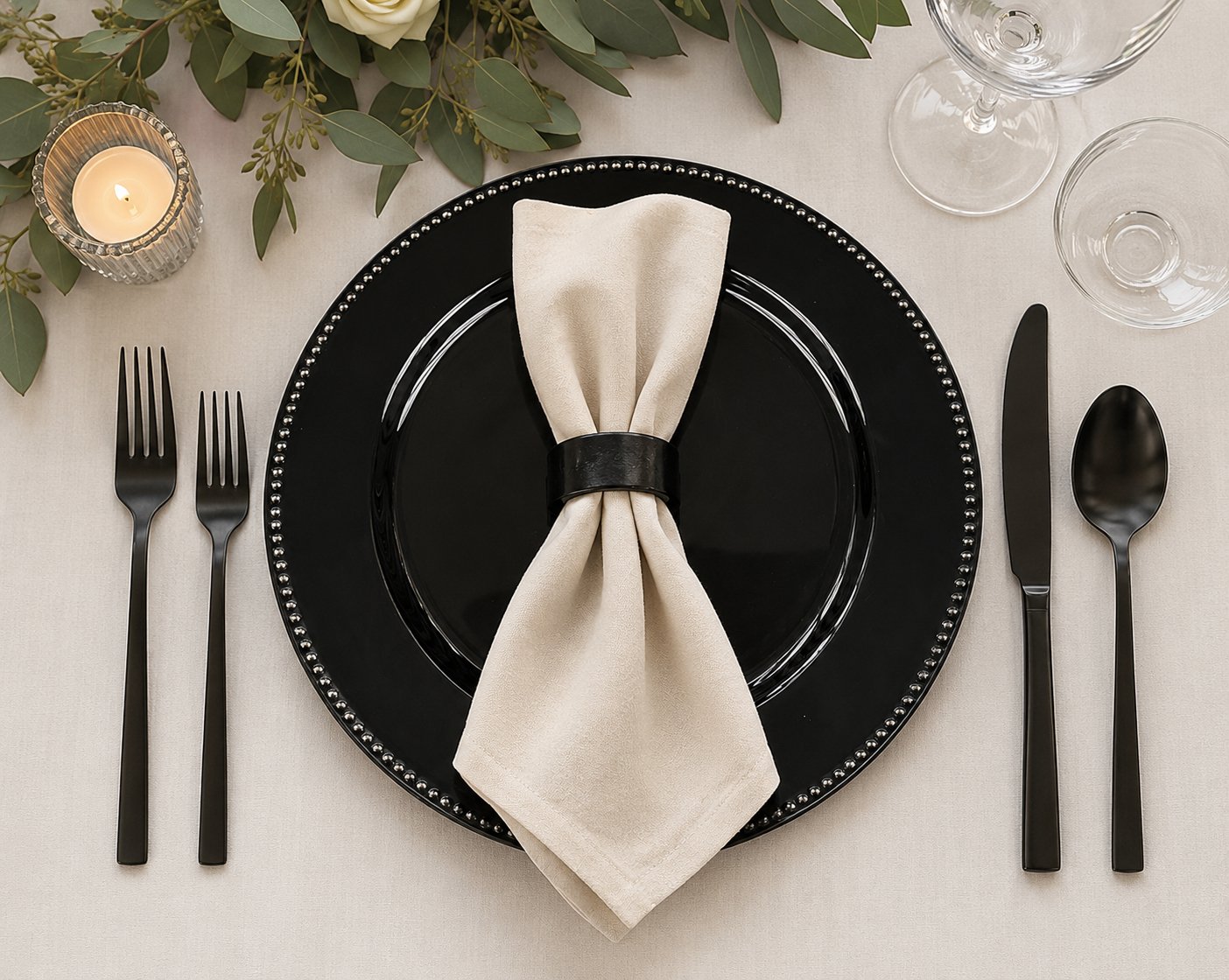 33cm Black Charger Plate  with Beaded Edge