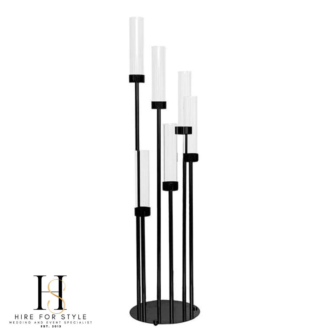 Black Spiral Candelabra with Lush Florals
