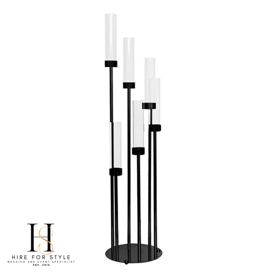 Black Spiral Candelabra 6 Glass Candle Holder