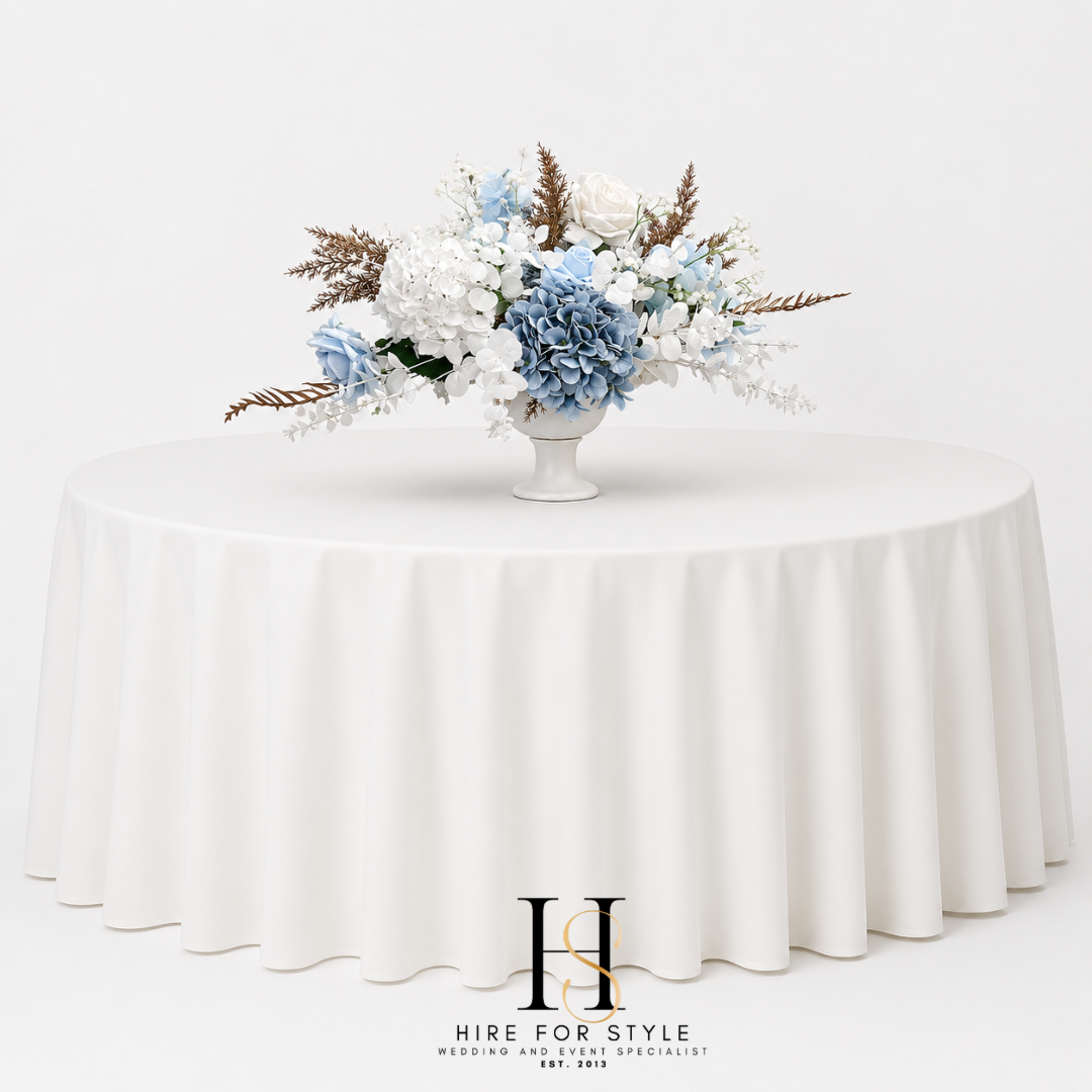 Dusty Blue Faux Floral Compote Centrepiece