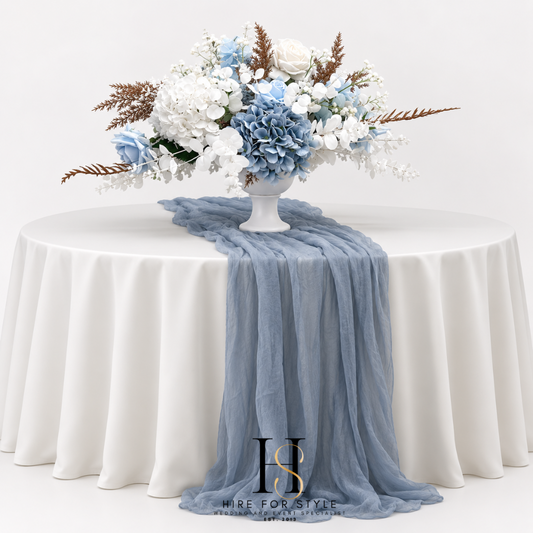 Dusty Blue Faux Floral Compote Centrepiece
