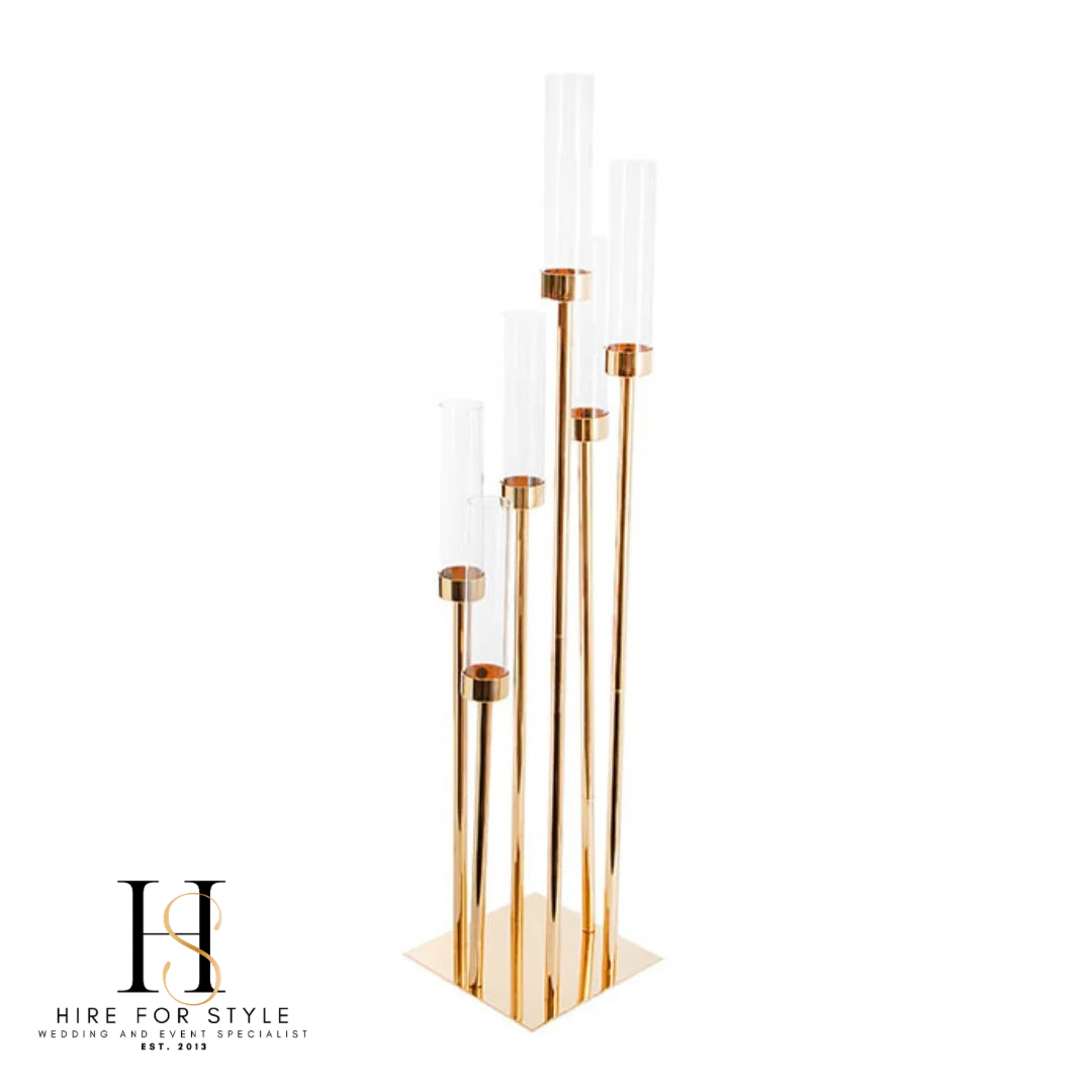 8 Head Tall Candelabra with Boho Faux Florals and Pampas Grass