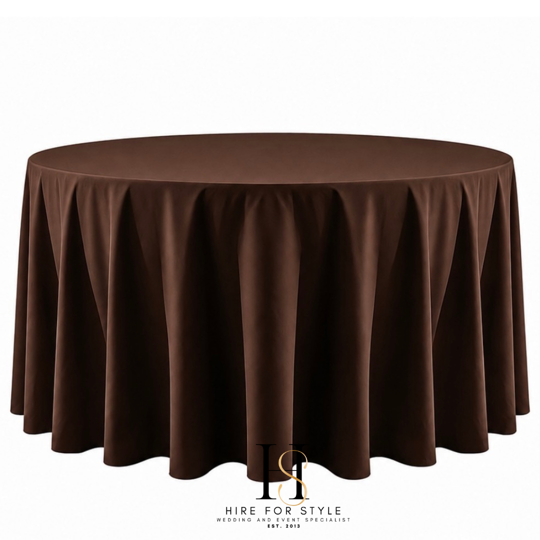 Large 320cm Brown Round Tablecloth
