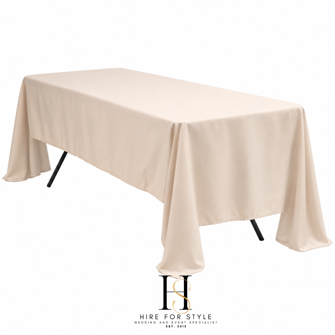 Almond Beige Nude Rectangle Tablecloth HIRE
