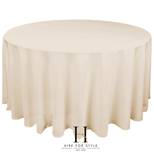 Large 300cm Almond Beige Nude Round Tablecloth