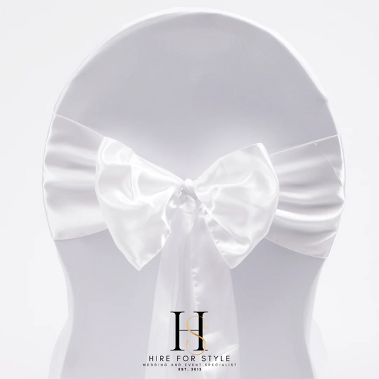 White Satin Chair Sash Hire