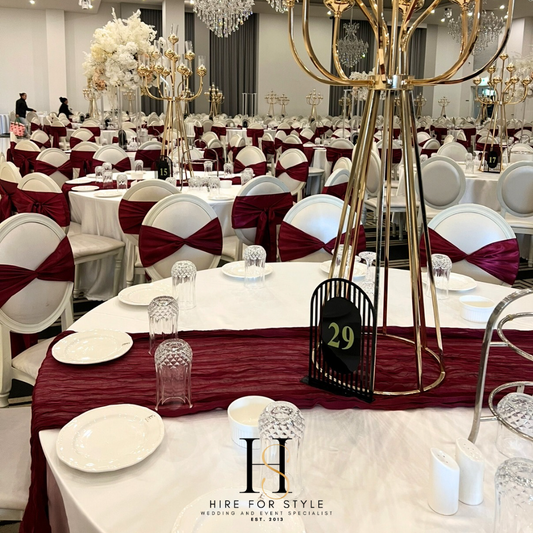 Burgundy Cheesecloth Table Runner Hire