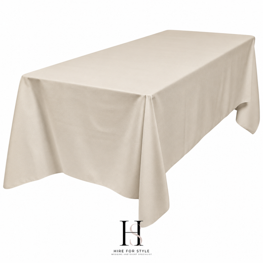 Almond Beige Nude Rectangle Tablecloth HIRE