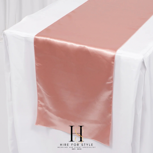 Blush Pink Satin Table Runner Hire