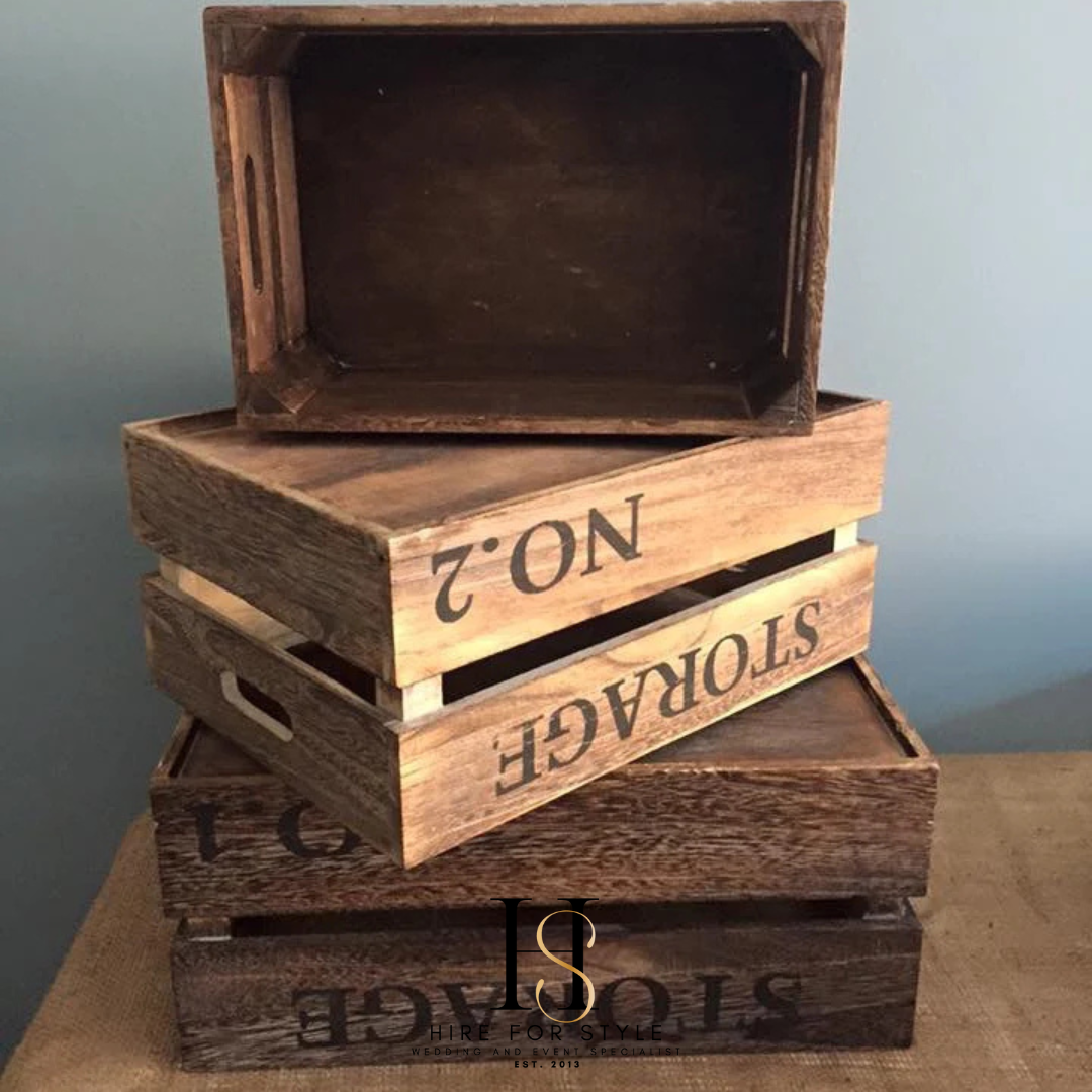 10 x Wooden Rectangle Crates HIRE