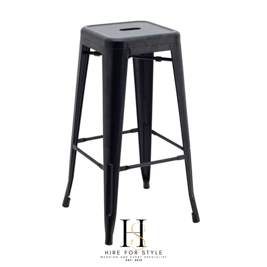 Matte Black Tall Bar Stool Hire