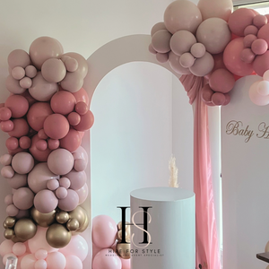 Parted Double Arch Backdrop with Balloons & Florals