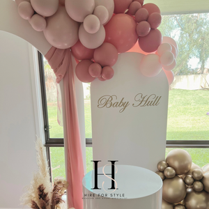 Parted Double Arch Backdrop with Balloons & Florals