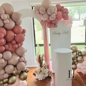 Parted Double Arch Backdrop with Balloons & Florals