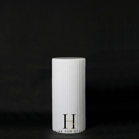 Fibreglass Ripple Plinth Round Gloss White 71cmH