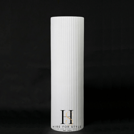 Fibreglass Ripple Plinth Round Gloss White 110cm H