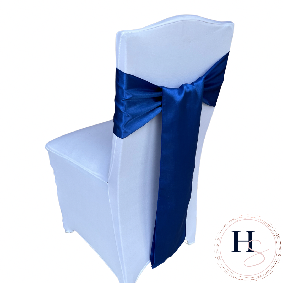 Royal Blue Satin Chair Sash HIRE