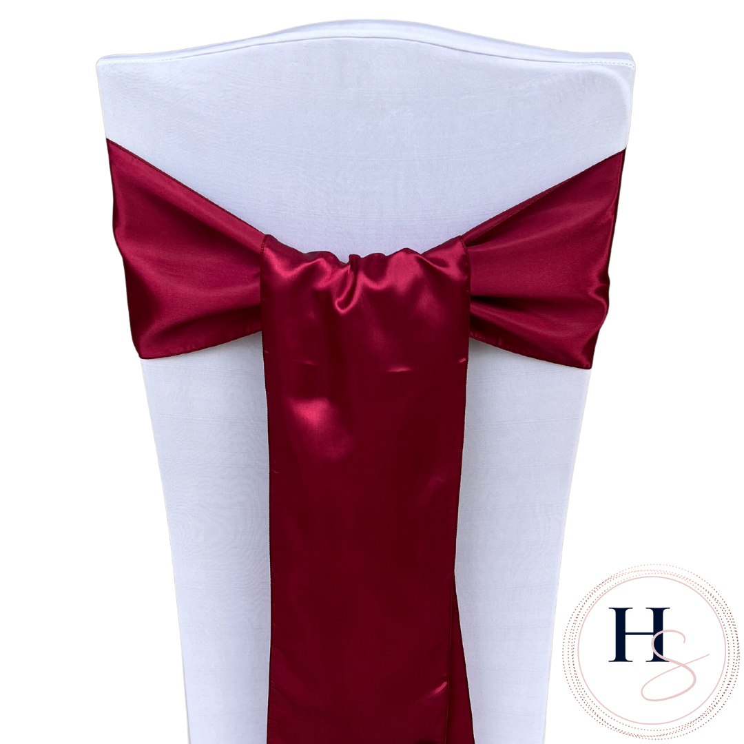 Burgundy Satin Chair Sash HIRE