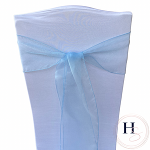 Light Blue Organza Chair Sash HIRE