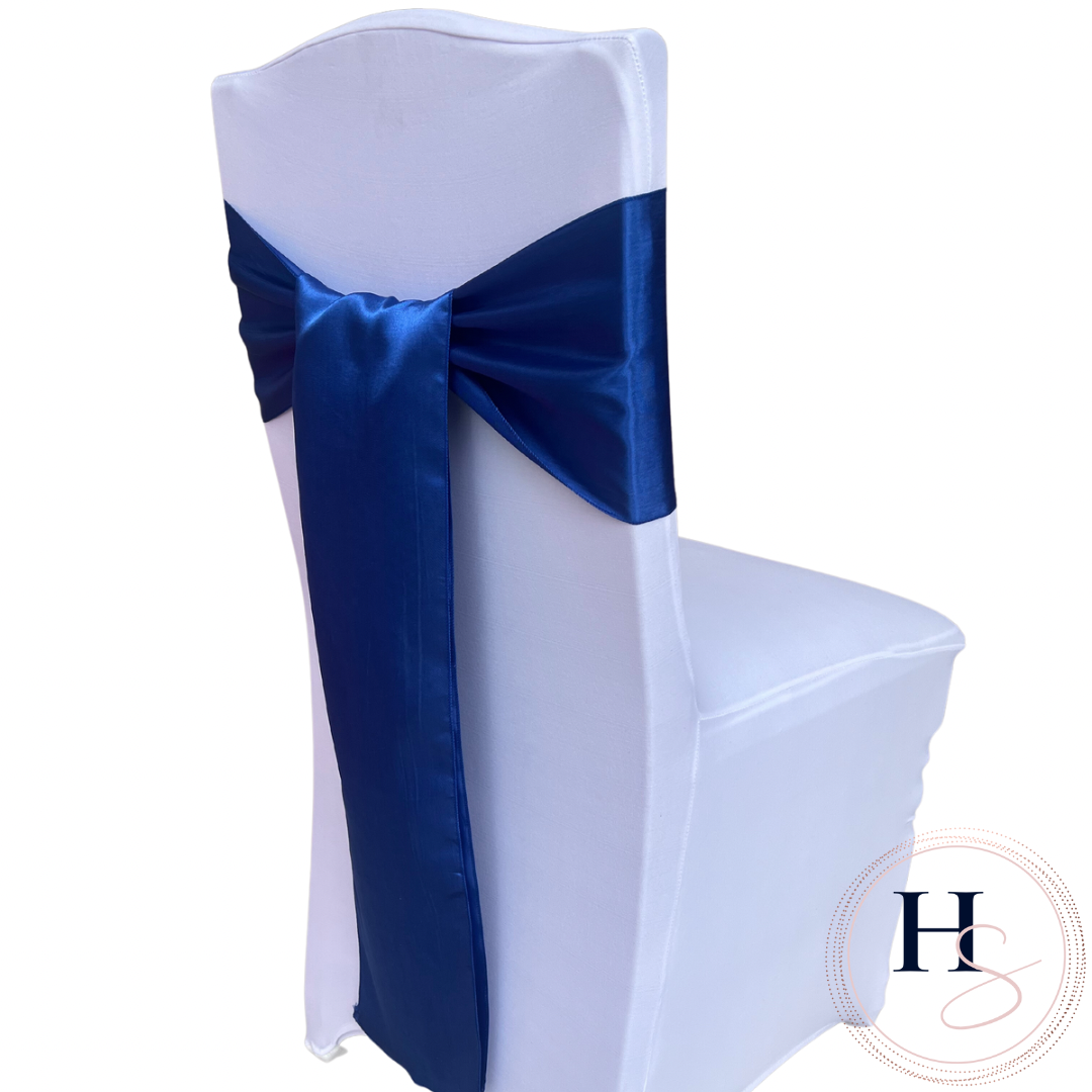 Royal Blue Satin Chair Sash HIRE