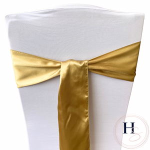 Gold Satin Chair Sash HIRE