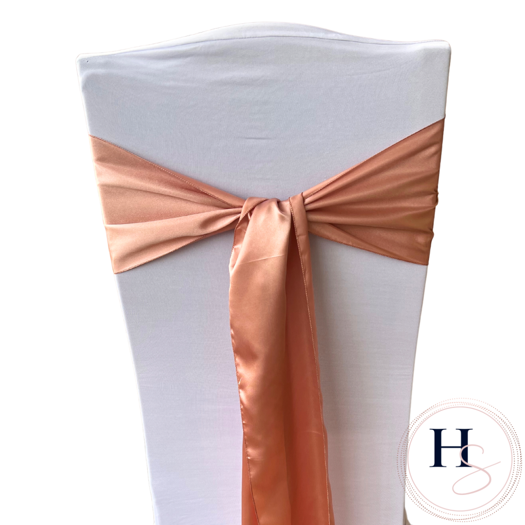 Rose Gold Satin Chair Sash HIRE