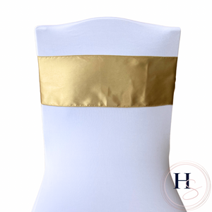 Champagne Gold Satin Chair Sash HIRE