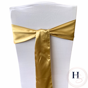 Champagne Gold Satin Chair Sash HIRE