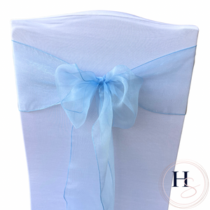 Light Blue Organza Chair Sash HIRE