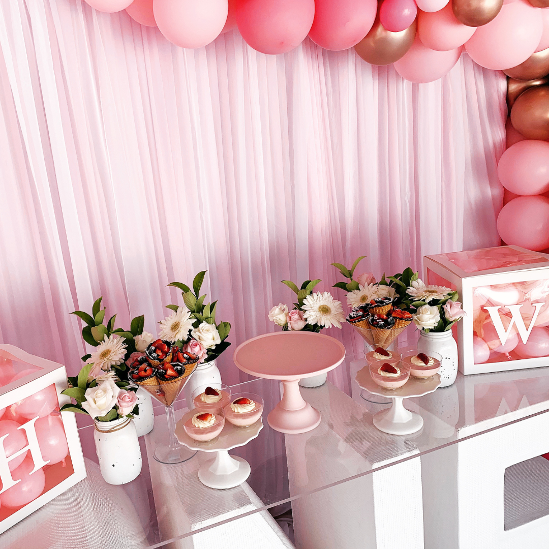 Baby Pink Sheer Freestanding Event Backdrop HIRE