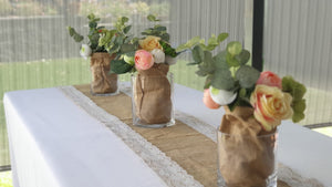 NEW 15 x Jar, Jute and Flower Centrepiece