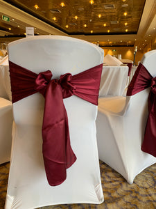 Burgundy Satin Chair Sash HIRE