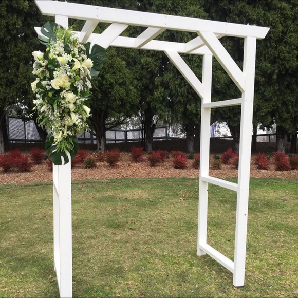 Large White Wooden Arbour Hire