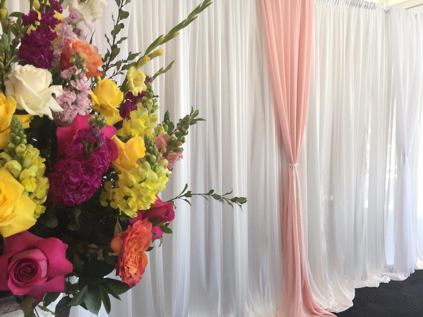 6m Bridal and Event White Satin Backdrop HIRE