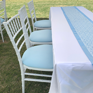 Light Blue Satin Table Runner HIRE