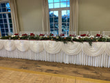 8m White Satin Table Skirting HIRE