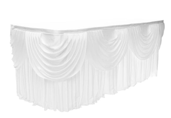 3m White Satin Table Skirting HIRE